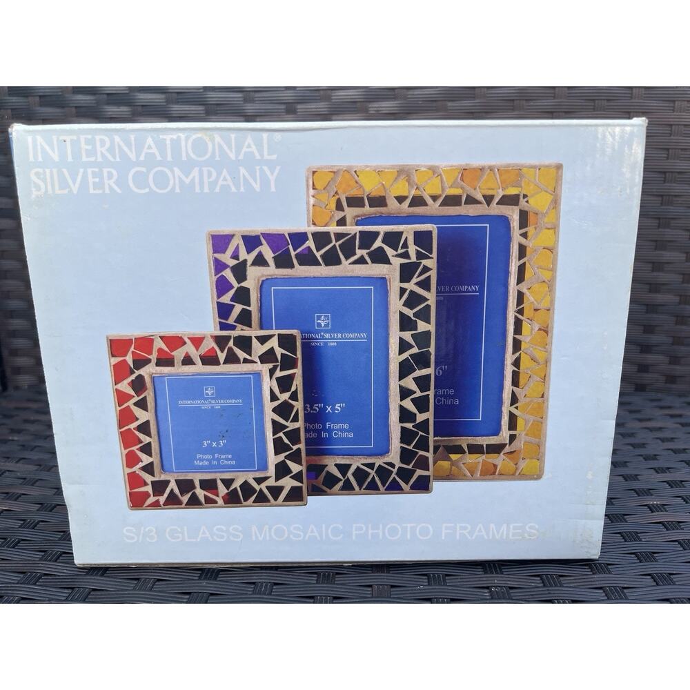 Vintage 1990s International Silver Company Set of 3 Mosaic Photo Frames - NEW